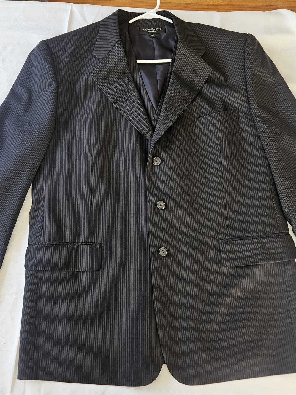 Yves Saint Laurent Men’s Black Pinstripe Three-Button Blazer And Vest
